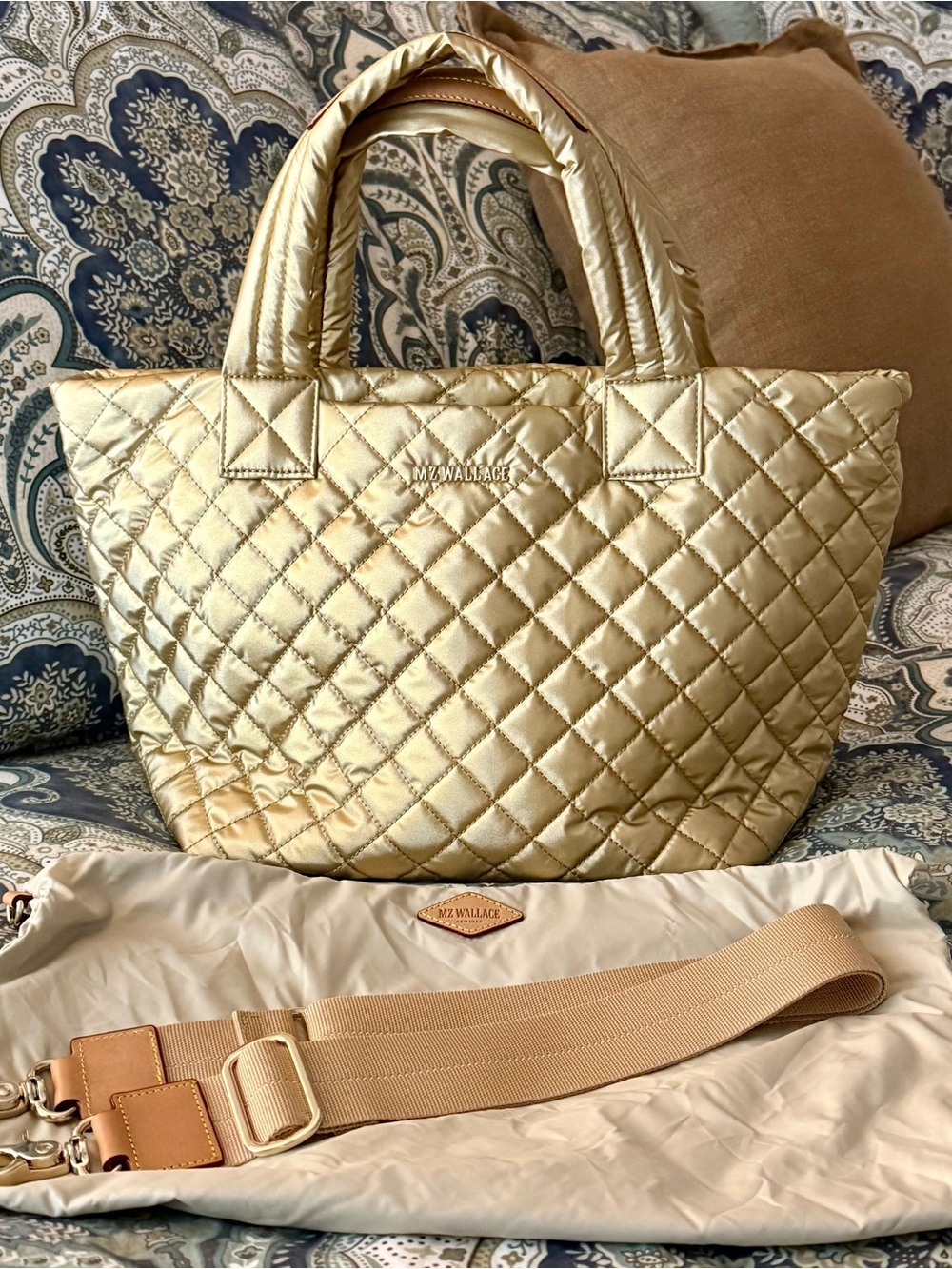 MZ Wallace Small Metro Tote Deluxe in Light Gold Pearl